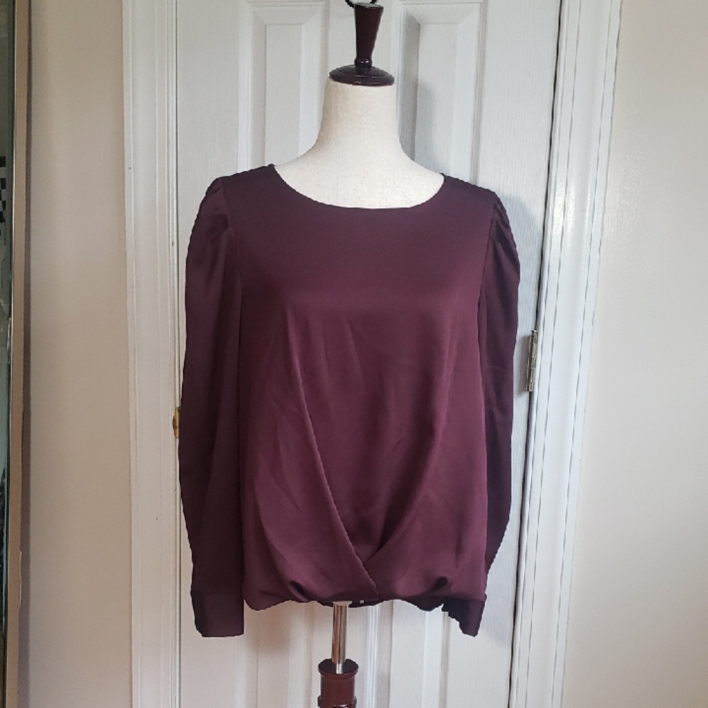 Vince Camuto Deep Burgundy Blouse Aize Small